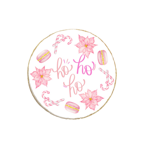 "Ho Ho Ho" Pink Themed Holiday Custom Cookies