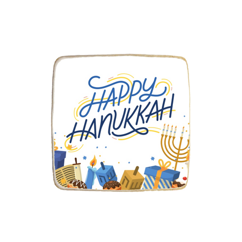 Happy Hanukkah Square Custom Cookies