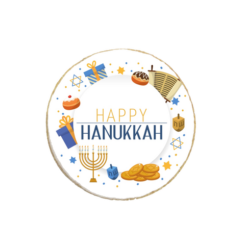 Happy Hanukkah Round Custom Cookies