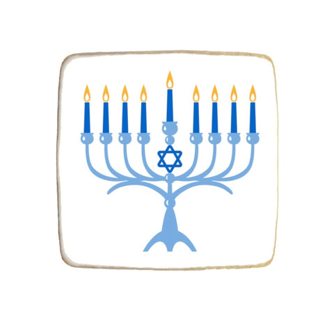 Hanukkah "Menorah" Square Custom Cookies