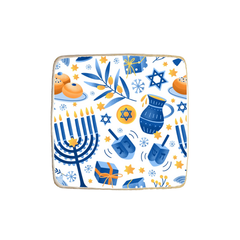 Hanukkah "Pattern" Square Custom Cookies