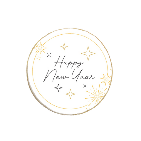 "Happy New Year" Round Holiday Custom Cookies