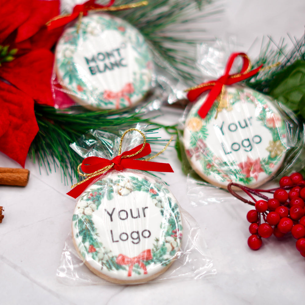 Custom Logo Christmas and New Year Cookies | With Ribbon - Modern Bite