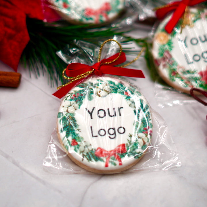 Custom Logo Christmas and New Year Cookies | With Ribbon - Modern Bite