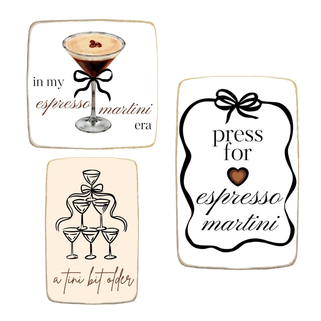 "Tini Bit Older" Espresso Martini Themed Custom Cookies - Modern Bite
