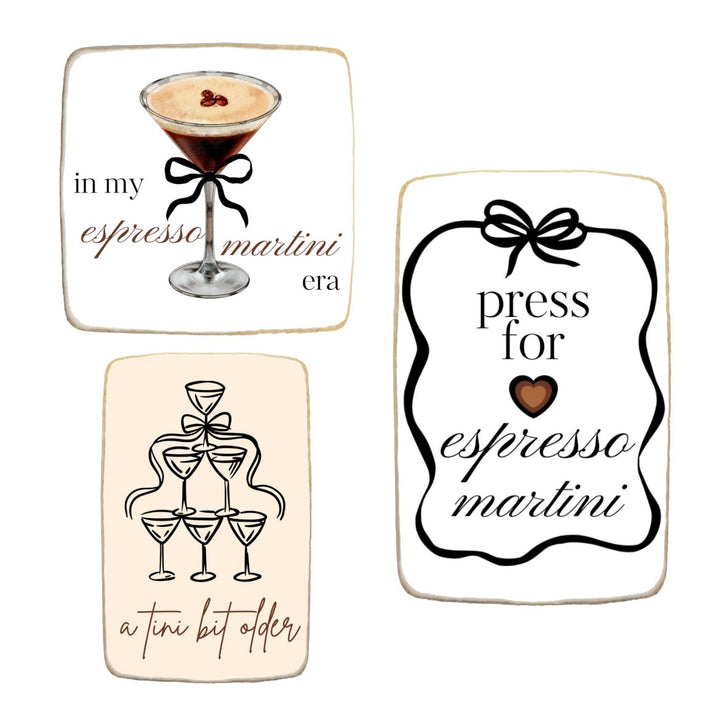 "Tini Bit Older" Espresso Martini Themed Custom Cookies - Modern Bite