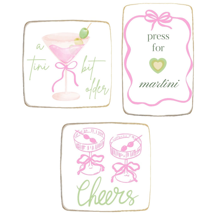 "Tini Bit Older" Martini Themed Custom Cookies - Modern Bite