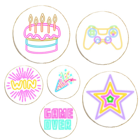“Neon Glow Party” Birthday Custom Cookies