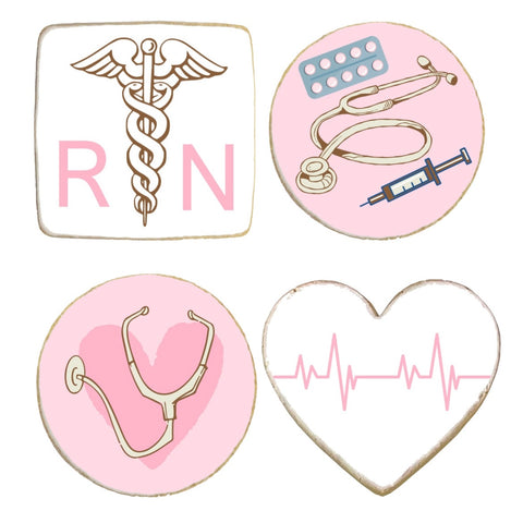 Nurse Pink Themed Graduation Custom Cookies