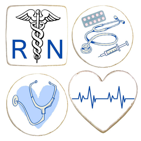 Nurse Blue Themed Graduation Custom Cookies