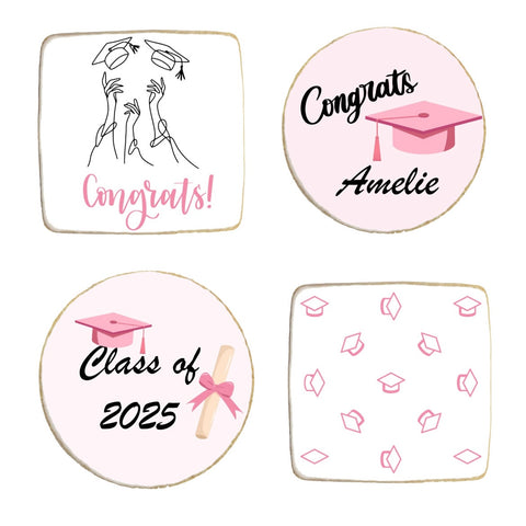 Pink Themed Graduation Custom Cookies | Your Name
