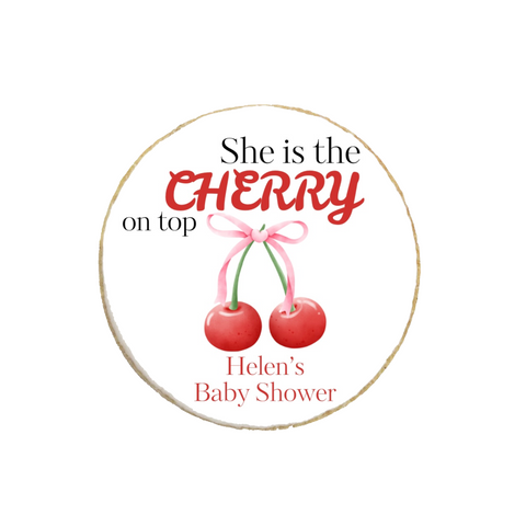 She’s the Cherry on Top Baby Shower Cookies | Add Your Name