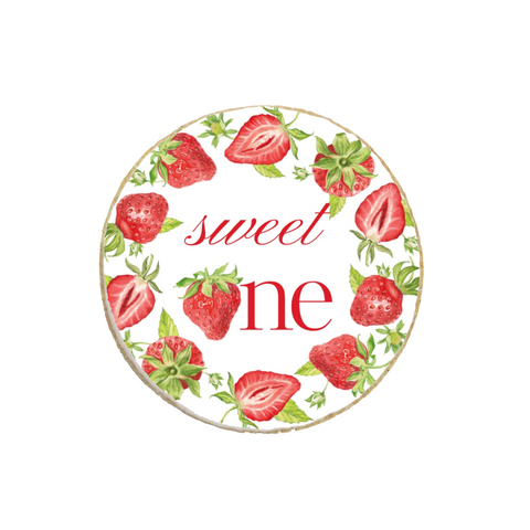 Sweet One Strawberry Themed Birthday Custom Cookies