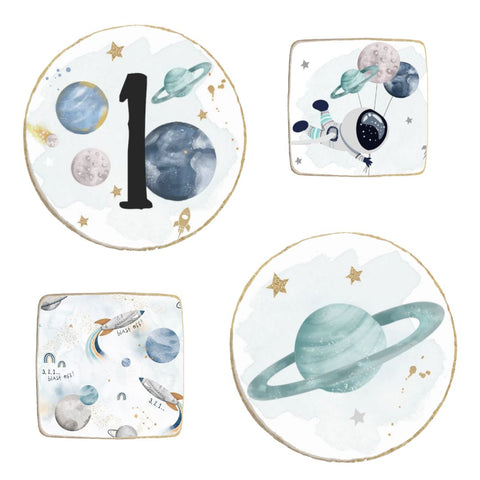 “First Trip Around the Sun” Space Themed Birthday Custom Cookies