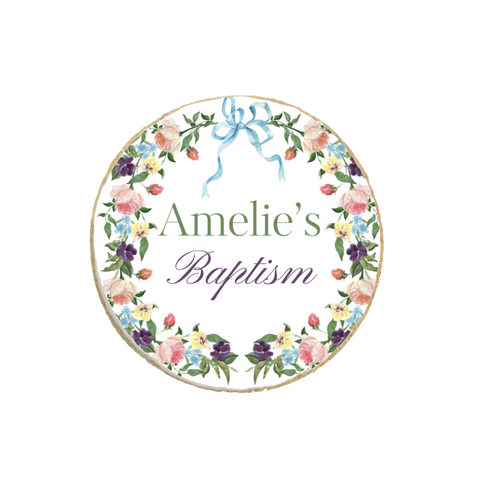 Vintage Floral Coquette Baptism Custom Cookies
