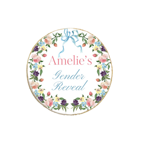 Vintage Floral Coquette Gender Reveal Custom Cookies