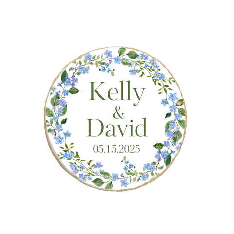 Wedding & Engagement Blue Floral Custom Cookies