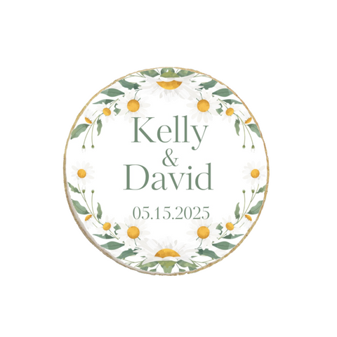 Wedding & Engagement Daisy Themed Custom Cookies