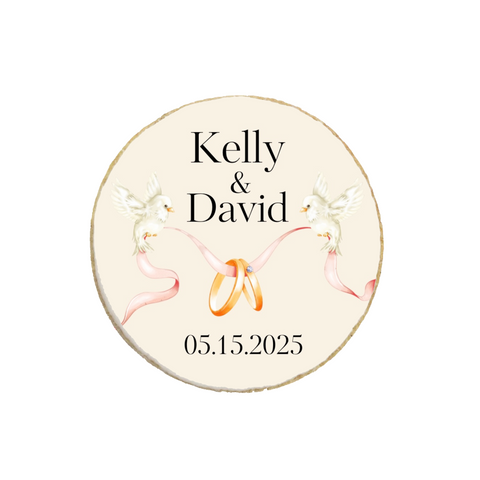Wedding & Engagement Doves Custom Cookies