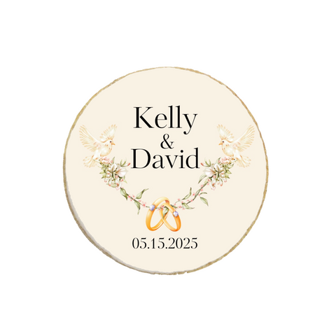 Wedding & Engagement Doves Themed Custom Cookies