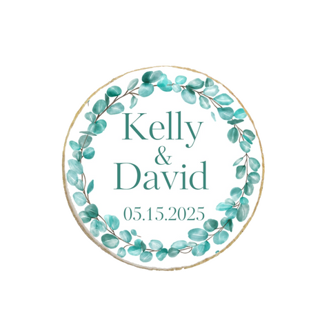 Wedding & Engagement Eucalyptus Themed Custom Cookies