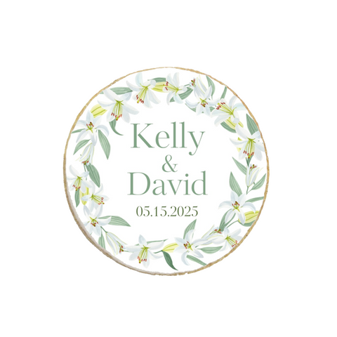 Wedding & Engagement Lily Floral Custom Cookies