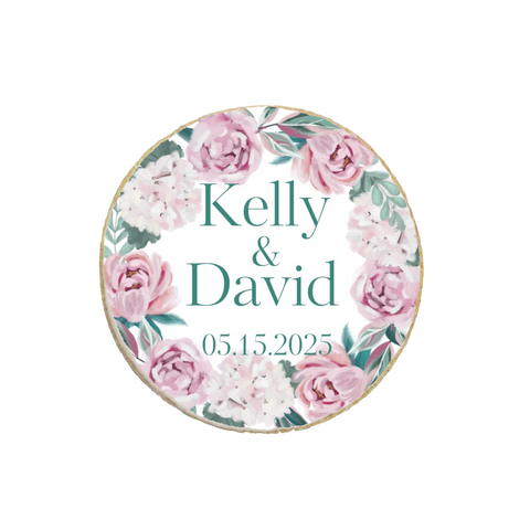 Wedding & Engagement Peony Floral Themed Custom Cookies