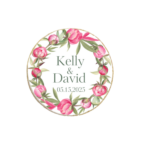 Wedding & Engagement Peony Themed Custom Cookies