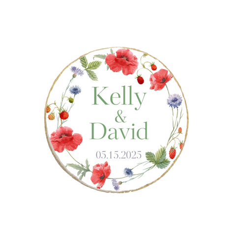 Wedding & Engagement Poppy Floral Custom Cookies