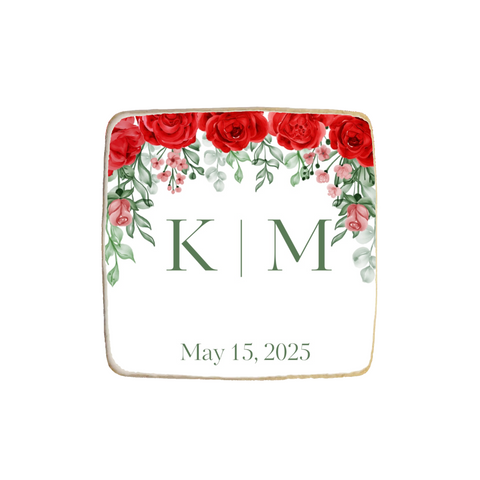 Wedding & Engagement Rose Floral Custom Cookies