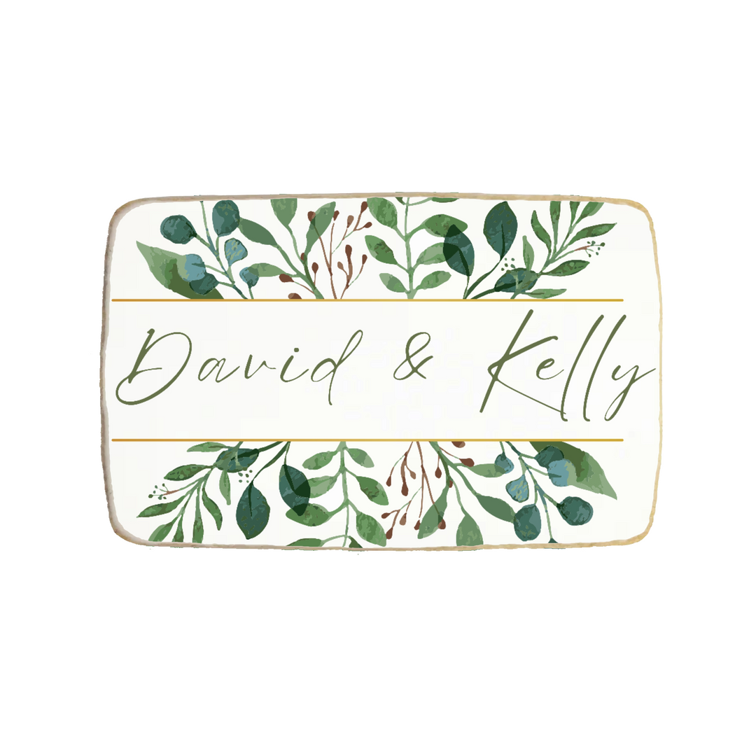 Wedding & Engagement Botanical Custom Cookies | Add Your Text - Modern Bite