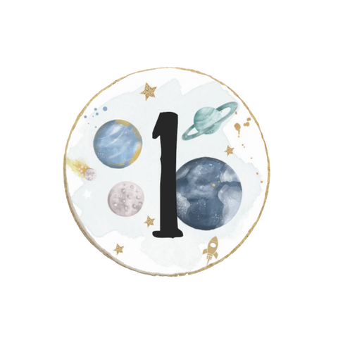 “First Trip Around the Sun” Space Themed Birthday Custom Cookies