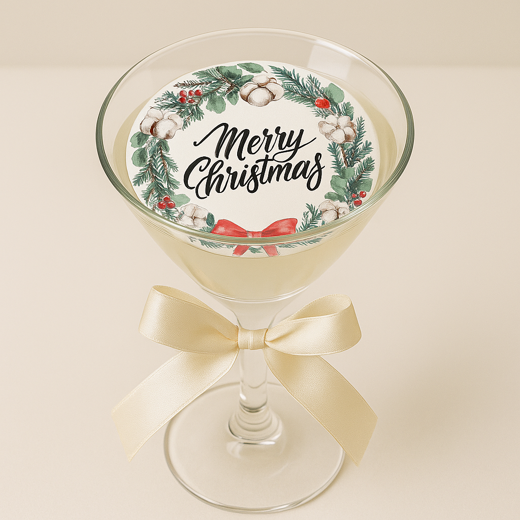 Merry Christmas Printed Drink Toppers - Modern Bite